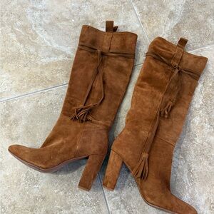 Zara Brown Suede Heeled Boots